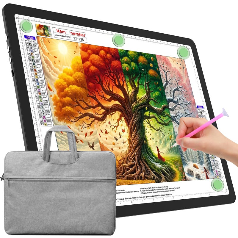 TOHETO A3 Light Board with Bag for Diamond Painting, Super Bright Magnetic Light Pad with Side Buttons, Lightbox for Tracing and Drawing, Corded Light Table for Sketching, Weeding Vinyl (Black) - Image 1