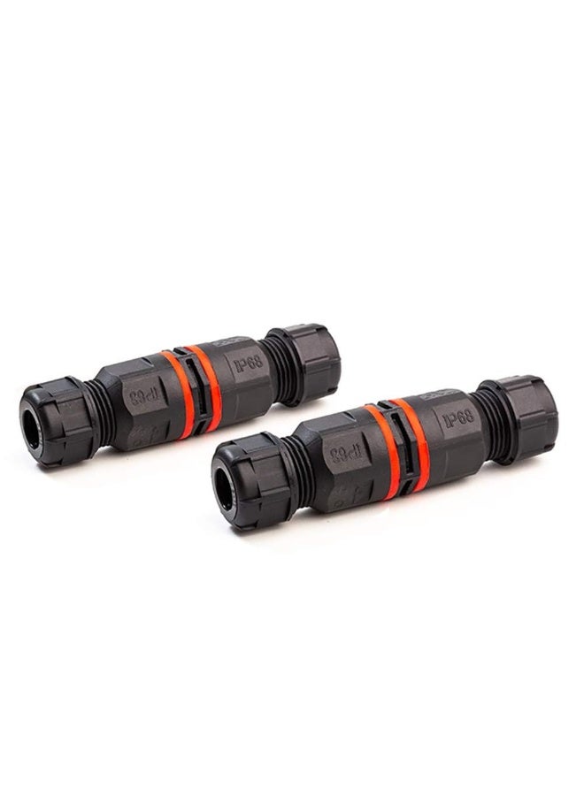 Melfi Outdoor Ip68 Waterproof Connector - 250V 16A Cable Wire For Gland Sleeve, Garden, Construction, And Plant Use | Fire Retardant, Suitable For 6-12Mm Wire Diameter (Ip68-3Pin, 2Pcs) - Image 1