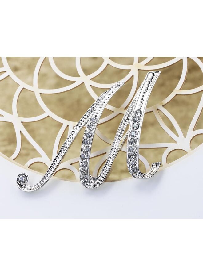 دبابيس دبابيس دبابيس معدنية مطلية بالفضة (من الألف إلى الياء)، دبابيس، دبوس صدر من الكريستال الشفاف (M) - Image 2