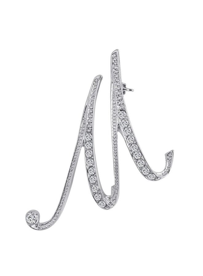 دبابيس دبابيس دبابيس معدنية مطلية بالفضة (من الألف إلى الياء)، دبابيس، دبوس صدر من الكريستال الشفاف (M) - Image 1