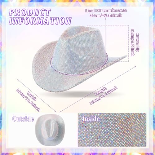 Hercicy Rhinestone Cowboy Hat with Diamond Fringe Bling Cowgirl Hat With Western Wide for Cosplay Wedding - Image 3