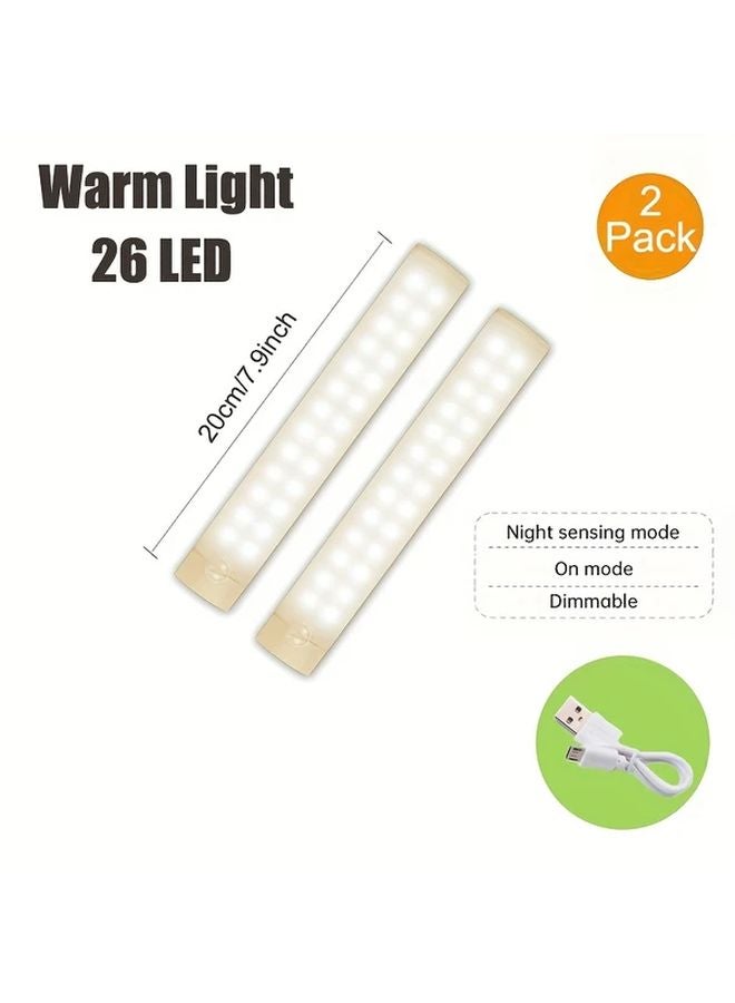 2 Pack 26 LED 7 87 Inch Warm Light USB Magnetic Mount Adjustable Brightness - Image 1