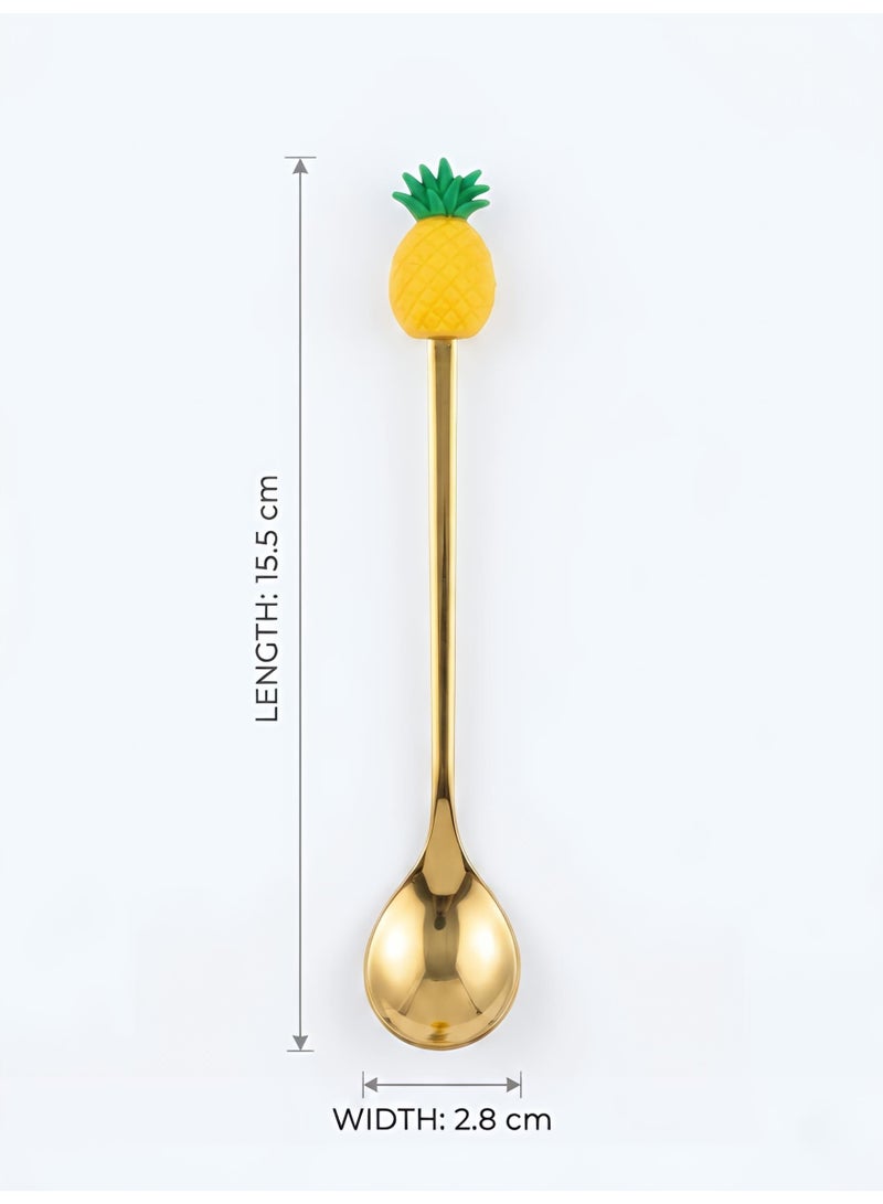 Aura Style 6-Piece Fruit Shape Cutlery Set - Cute Dessert Spoons and Forks for Kids & Women, Gold Stainless Steel - Image 4