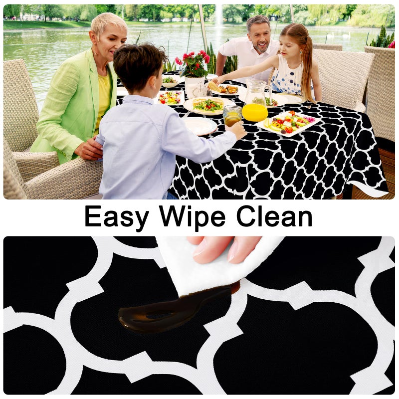 Smiry Rectangle Table Cloth, Waterproof Vinyl Tablecloth with Flannel Backing for Rectangle Tables, Wipeable Spillproof Plastic Tablecloths for Dining, Camping, Indoor and Outdoor (60"x84", Black) - Image 3