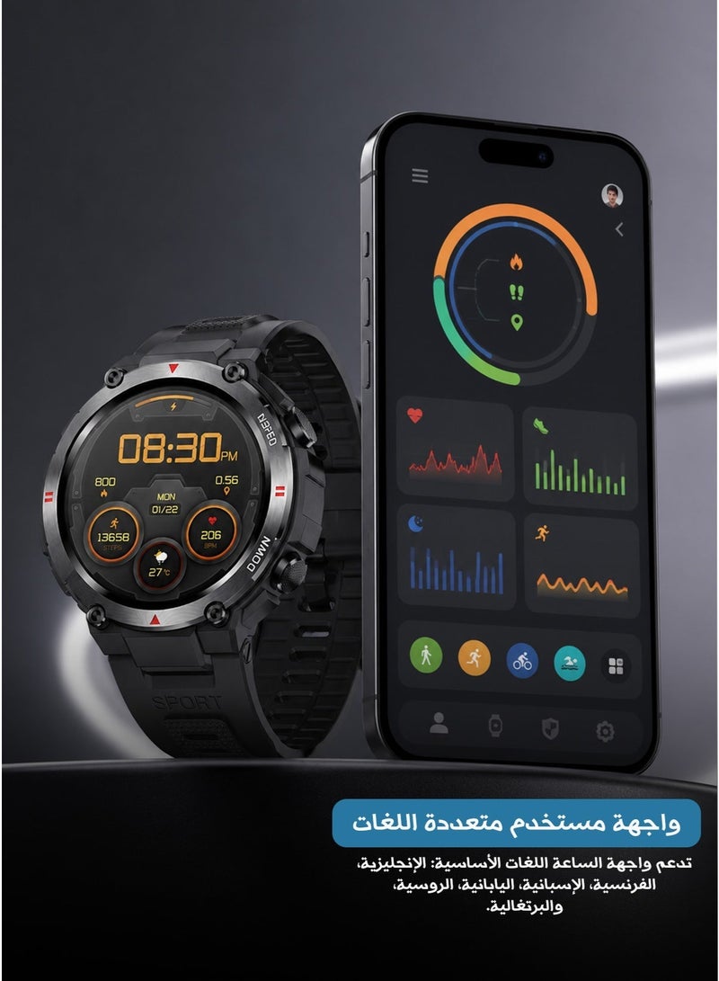 AOLON Tetra R2 Smart Watch Original 100 exercise modes Men Sports Fitness Tracker Bluetooth Call Black - Image 1