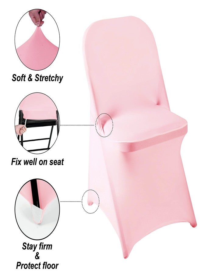 Howhic Folding Chair Covers for Party 12pcs, Pink Universal Spandex Chair Covers for Folding Chairs, Stretchy Fitted Chair Covers for Wedding, Party, Banquet, Conference (12pcs, Pink) - Image 3