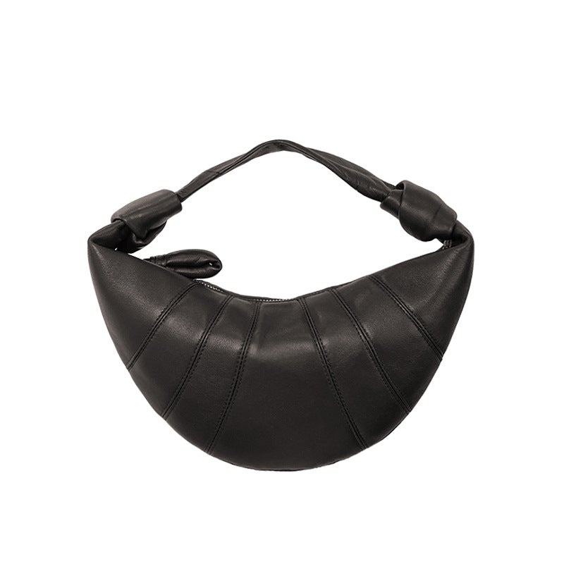Genuine Leather Crescent Bag Chic Womens Purse In stock goatskin dark chocolate coffee color
