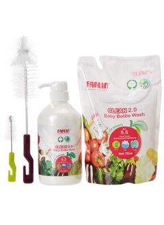 FARLIN Combo Set Wash and Brush 700ml Plus 700 Ml Refill and Bottle Brush  - Image 1