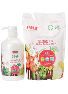 FARLIN Combo Set Wash and Brush 700ml Plus 700 Ml Refill and Bottle Brush  - Image 2