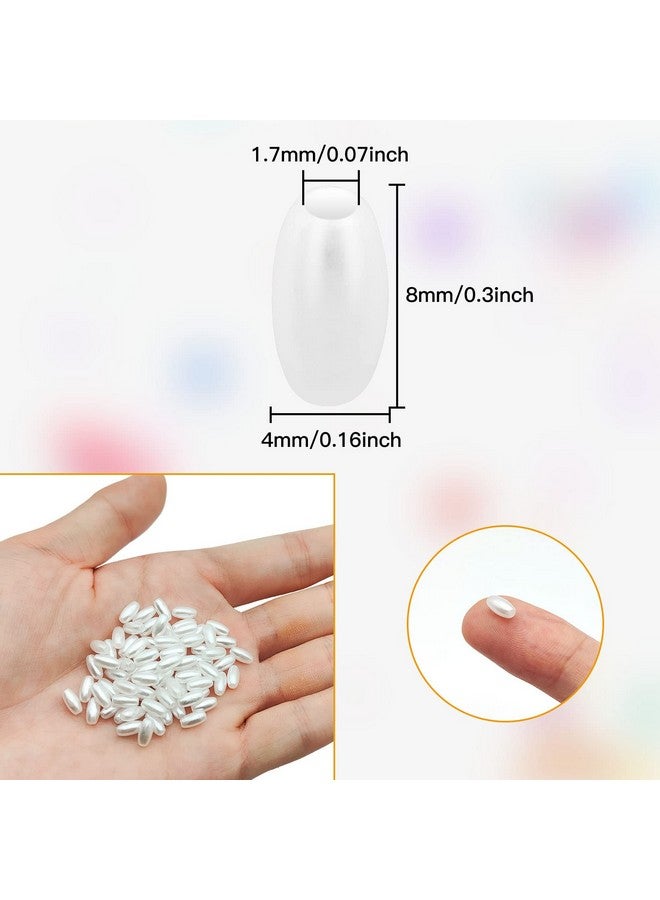 Oubaka 1600Pcs Oat Rice Beads For Jewelry Making 4 X 8Mm White Pearl Oval Pearl Beads Loose Beads For Bracelets Necklaces Diy Crafts Wedding Home Decor(0.16 X 0.3Inch) - Image 4