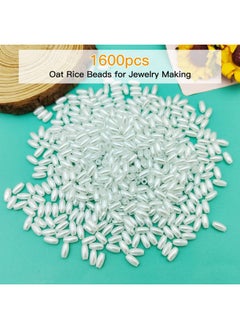 Oubaka 1600Pcs Oat Rice Beads For Jewelry Making 4 X 8Mm White Pearl Oval Pearl Beads Loose Beads For Bracelets Necklaces Diy Crafts Wedding Home Decor(0.16 X 0.3Inch)  - Image 3