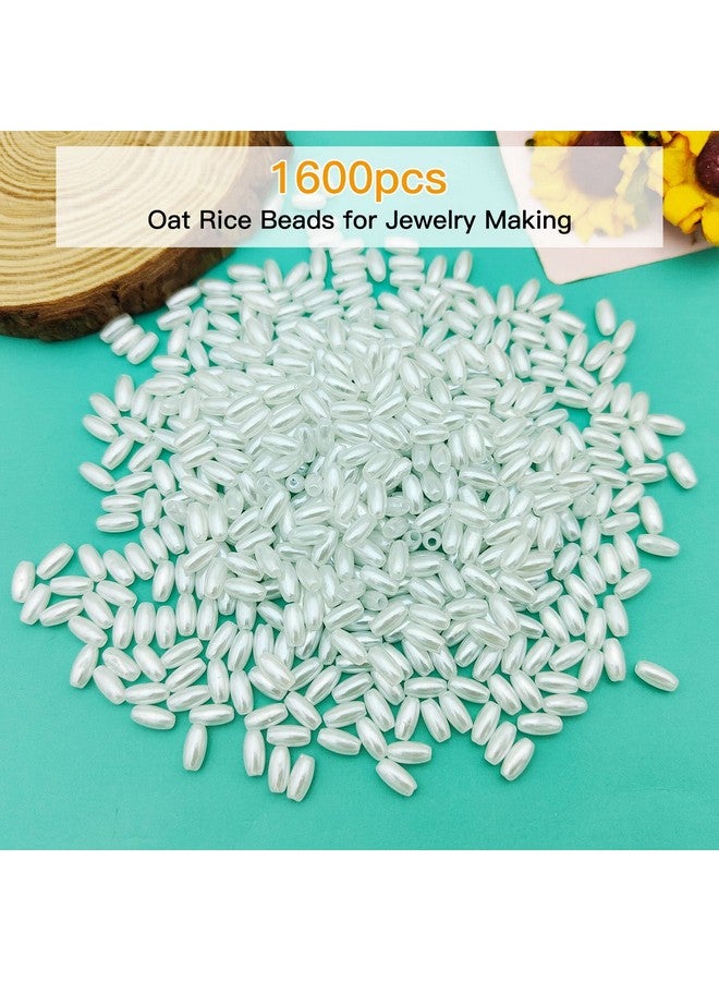 Oubaka 1600Pcs Oat Rice Beads For Jewelry Making 4 X 8Mm White Pearl Oval Pearl Beads Loose Beads For Bracelets Necklaces Diy Crafts Wedding Home Decor(0.16 X 0.3Inch) - Image 3