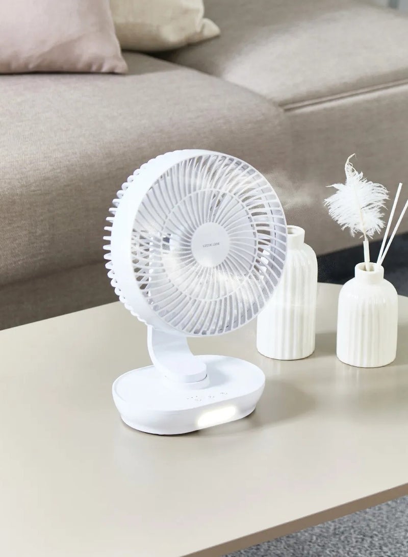 GREEN LION Desk Top Fan Rechargeable 8 Inch with Adjustable Head & Battery: 3000mAh / Working Time: 3-6 Hrs / Charging Time: 6 Hr / Speed Levels: 3-Gear / RPM Range: 2000-2200 RPM - White - Image 2