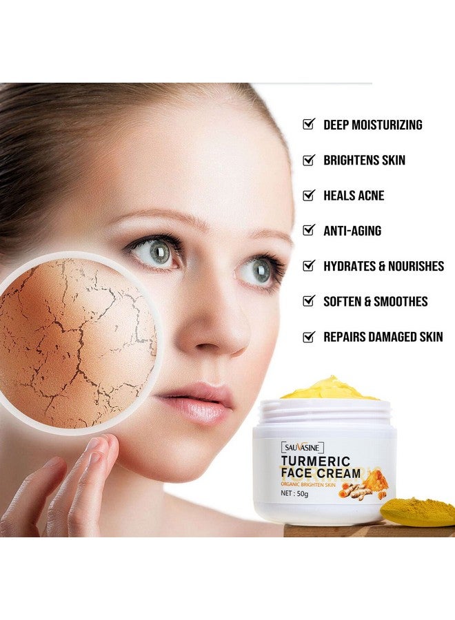Lanthome Turmeric Face Cream for Face Skin Care Anti-Aging Cream Brightening Face Moisturizer Cream,Skin Repair Cream,Turmeric Moisturizing Cream for Dark Spots Remover,Evens Skin Tone-50g - Image 2
