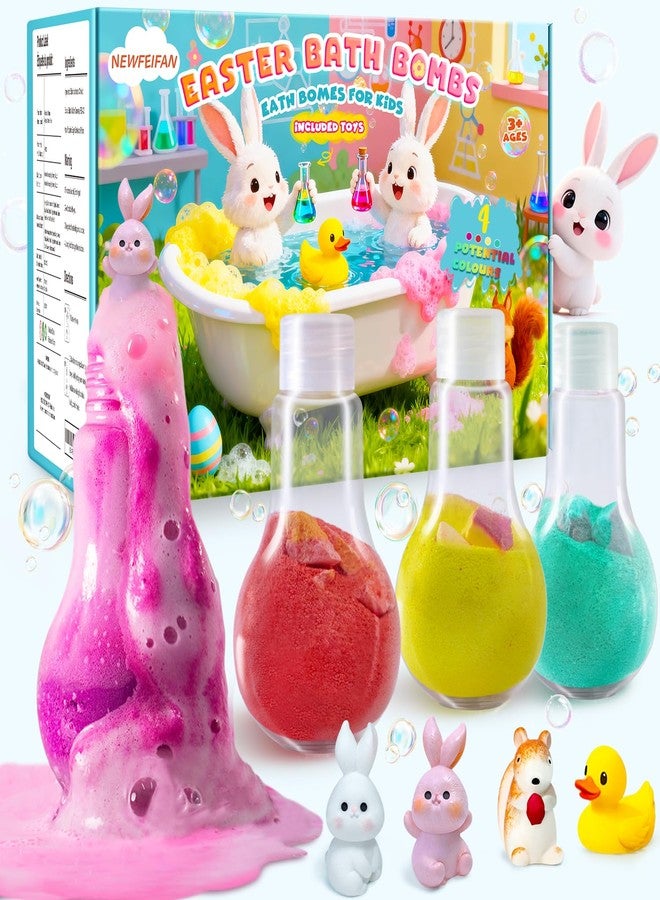 NEWFEIFAN Easter Potions Bath Bombs for Kids with Surprise Toys Inside, Teen Easter Basket Stuffers, 4-Pack Colorful Fun Bubble Bath Toys, Cool Foam Explosion, Perfect Gifts for Kids Ages 4-12 Boys & Girls - Image 1