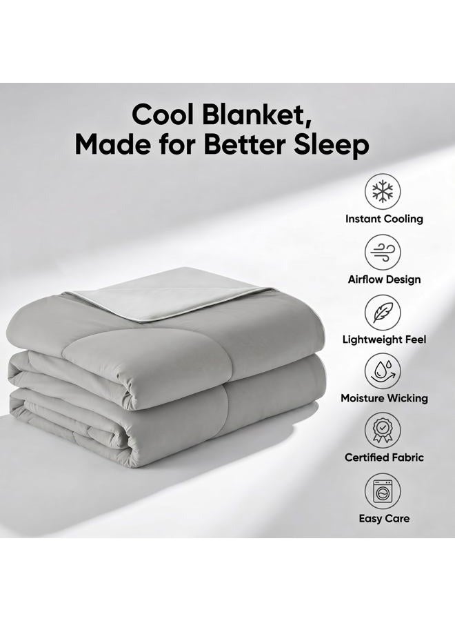 Fuzzysense Cooling Comforter, Double-Sided Breathable & Lightweight Cool Bed Comforter, Cooling Blankets for Hot Sleepers - Summer Duvet Insert, Pet - Friendly, and OEKO-TEX Certified, 60x80 Inches, Grey - Image 2