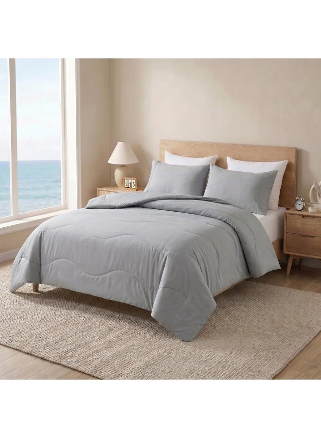 Fuzzysense Cooling Comforter, Double-Sided Breathable & Lightweight Cool Bed Comforter, Cooling Blankets for Hot Sleepers - Summer Duvet Insert, Pet - Friendly, and OEKO-TEX Certified, 60x80 Inches, Grey - Image 1