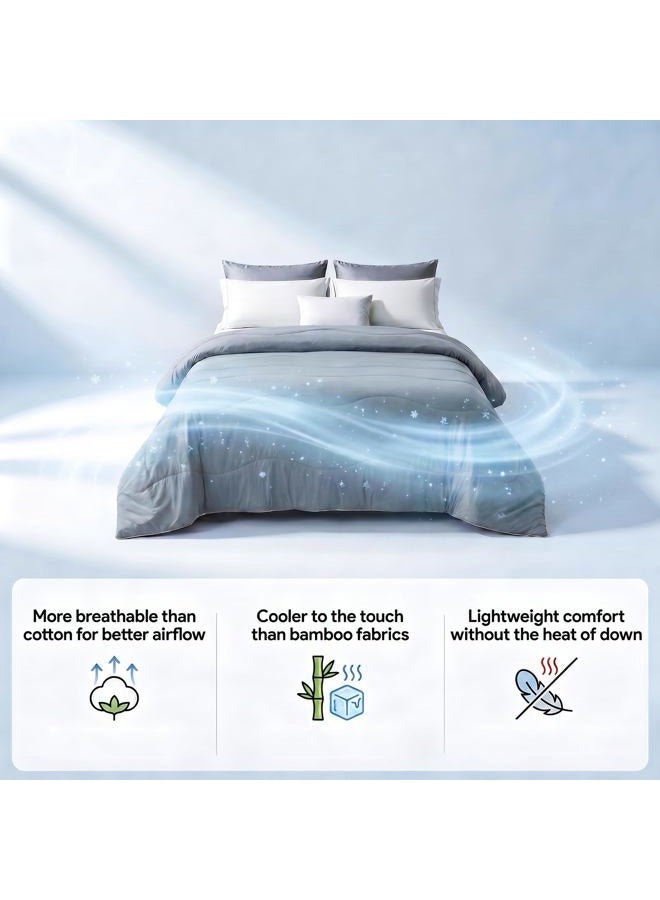 Fuzzysense Cooling Comforter, Double-Sided Breathable & Lightweight Cool Bed Comforter, Cooling Blankets for Hot Sleepers - Summer Duvet Insert, Pet - Friendly, and OEKO-TEX Certified, 60x80 Inches, Grey - Image 5