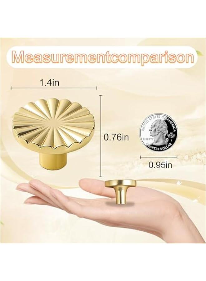 6 Pieces Brushed Gold Cabinet Knobs - Brass Flat Drawer Pulls for Kitchen Door Hardware and Dresser - Image 2