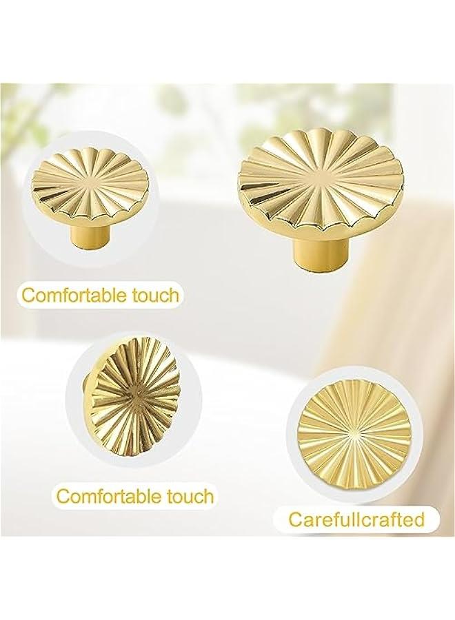 6 Pieces Brushed Gold Cabinet Knobs - Brass Flat Drawer Pulls for Kitchen Door Hardware and Dresser - Image 4