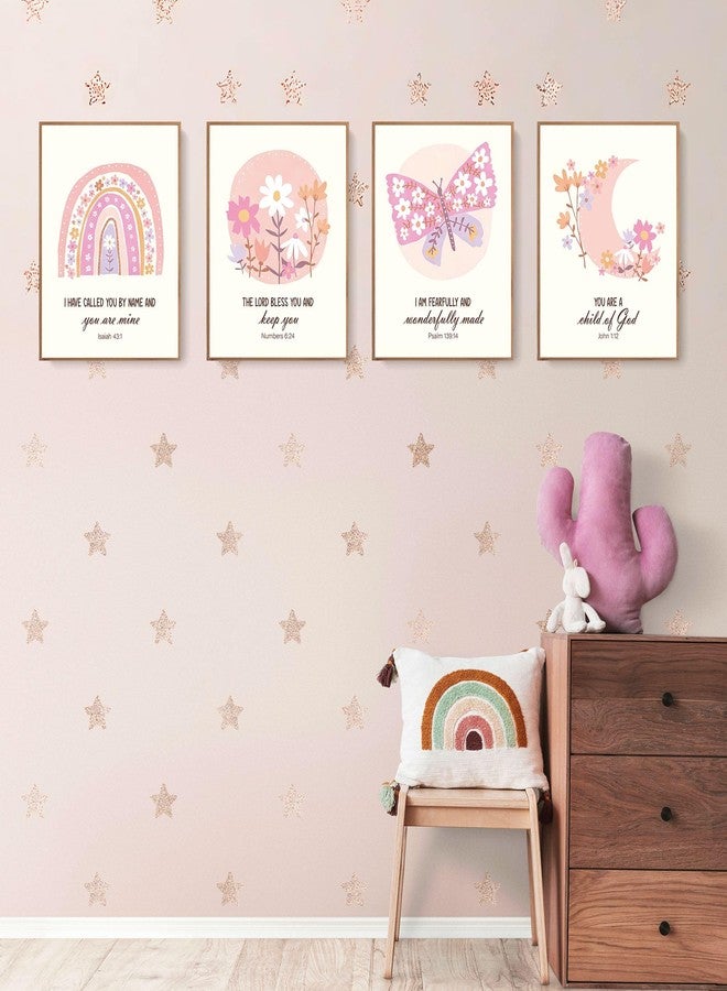 LARTSFRO Kids Bible Pink Flower Wall Art Prints, Inspirational Bible Verses Boho Decor for Nursery Baby Kids Bedroom, Christian Wall Art, Classroom Decor, Gifts for Kids 10x8 Inch Set of 4 Unframed - Image 3