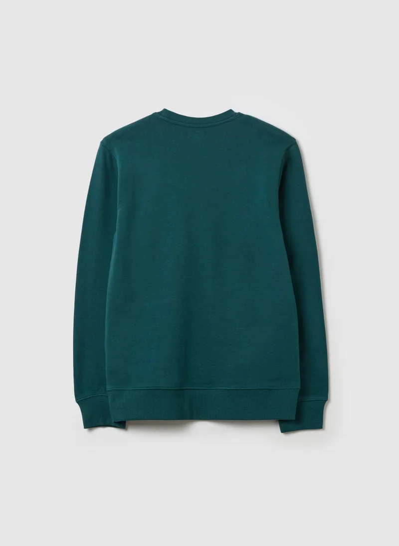 او في اس French Terry Sweatshirt With Lettering Print