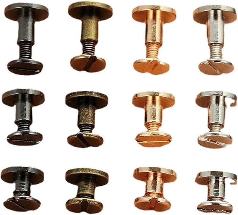 Chicago Screw 200 Sets Gold 5x4mm Flat Belt Screws Nail Rivets Solid Female Rivet Slotted Stud Head - Image 3