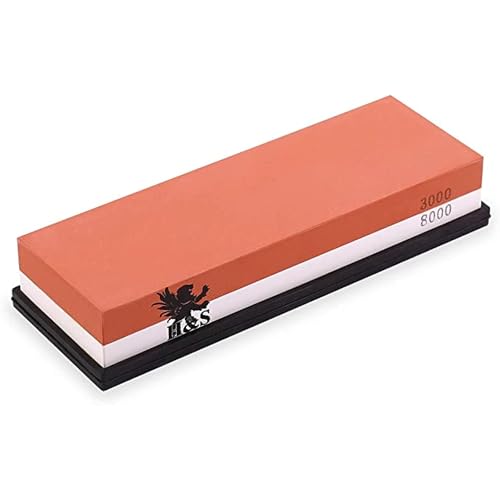 HST H&S Dual-Sided 3000/8000 Grit Knife Sharpening Stone with Non-Slip Rubber Base – Professional Whetstone Sharpener Kit for Kitchen Knives - Image 1