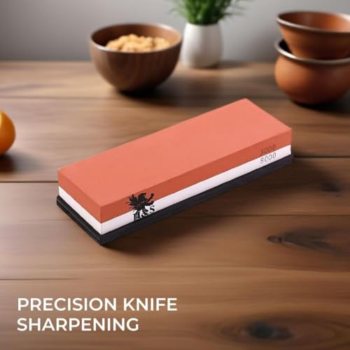 HST H&S Dual-Sided 3000/8000 Grit Knife Sharpening Stone with Non-Slip Rubber Base – Professional Whetstone Sharpener Kit for Kitchen Knives - Image 5
