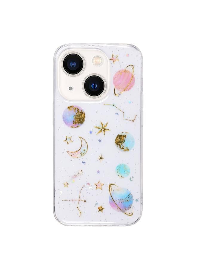 زبون جراب هاتف iPhone 13 من مادة TPU الإيبوكسي اللامعة بتصميم نجمة كونية - Image 1