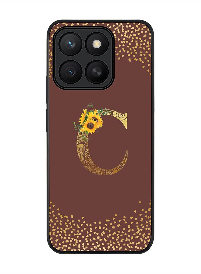 Stylizedd For Honor X8c Case,Slim fit Camera Protection, Shockproof Thin Phone cover  - Custom Floral Monogram - C  (Brown )