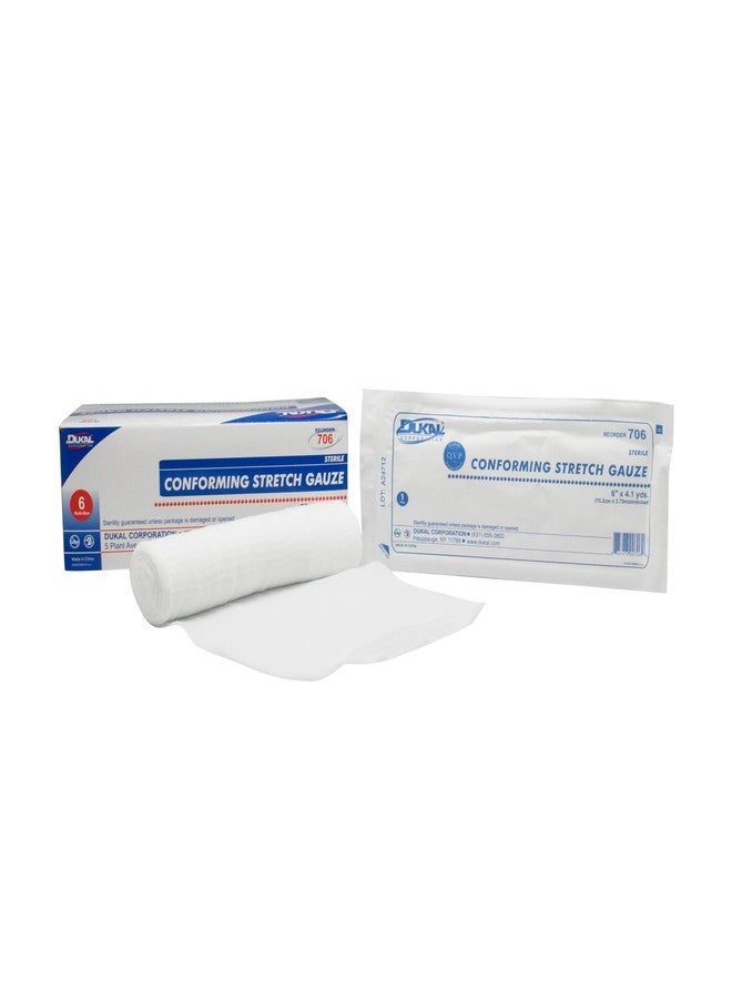 Dukal 706 Conforming Stretch Gauze Bandage, Sterile - 6" x 4.1 yard - 6 Roll - Image 2