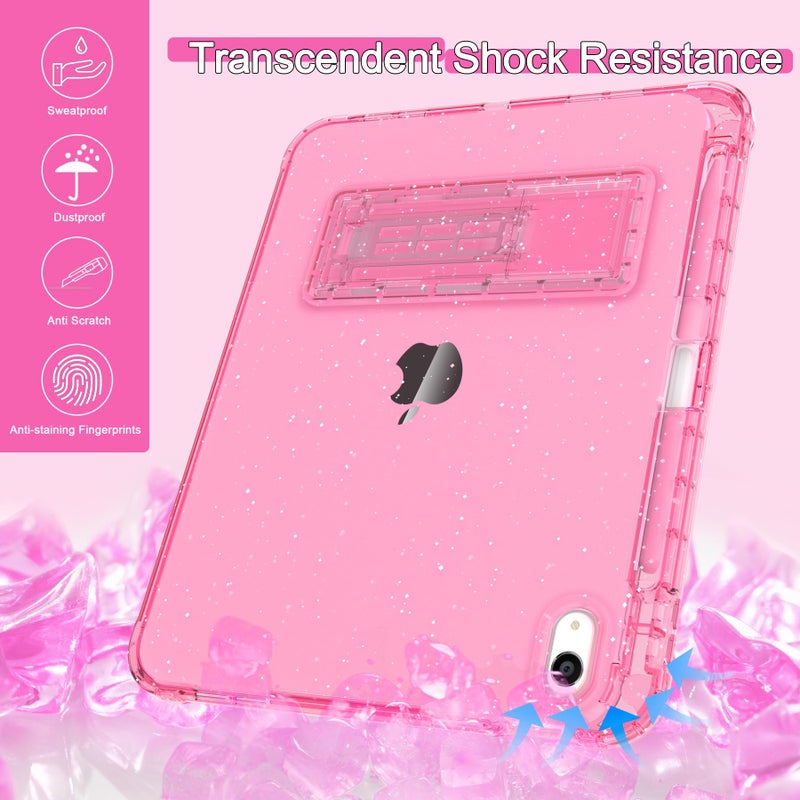 Rantice Case for iPad A16 11-inch 11th Generation, iPad 10th Generation Case 10.9 Inch, Pencil Holder & Kickstand - Slim, Glittery and Shockproof Bumper for Women and Girls, Pink Glitter - Image 4