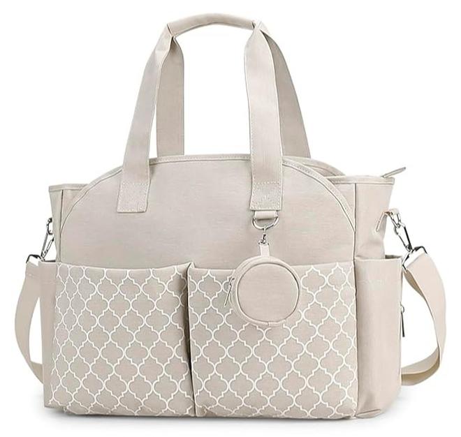 INSIJAM Diaper Bag Tote with Pacifier Case Diaper Bag Backpack for Mom - Large Capacity Hospital Bag for Delivery Baby Travel Tote with Insulated Bottle Pocket and Wipes Case Waterproof Handbag Includes Pacifier Holder - Image 1