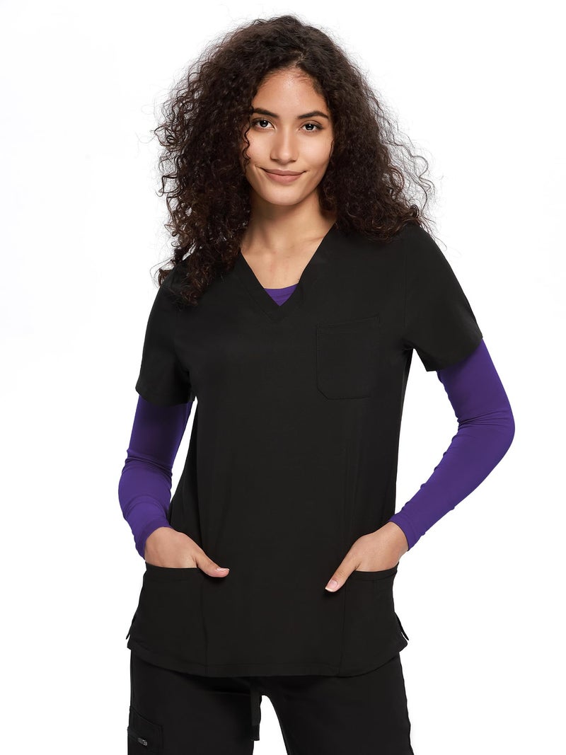 COZYFIT Underscrub Long Sleeve Women - Scrubs Undershirts for Nurse with Soft Fabric, Crew Neck Tee, Blueberry, M - Image 5