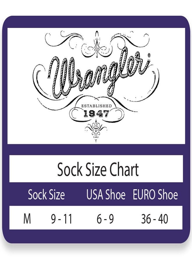 Wrangler Women's Western Pattern Seamless Cushion Crew Socks 3 Pair Pack, Purple/Black, Medium - Image 2