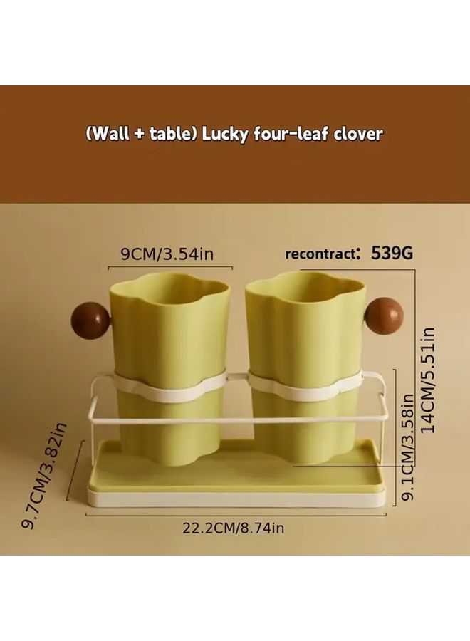 Full Moon Yellow Wall Mounted Chopsticks Holder With Drainage Tray - Image 2