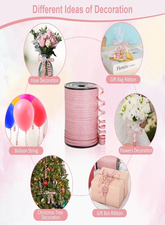 OMISELIO Pink Ribbon, 500 Yard Glitter Pink Curling Ribbon for Gift Wrapping, Balloons, Baby Showers, Birthdays 3/16 - Image 3