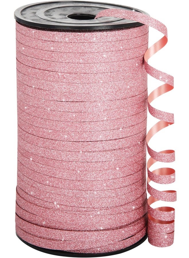 OMISELIO Pink Ribbon, 500 Yard Glitter Pink Curling Ribbon for Gift Wrapping, Balloons, Baby Showers, Birthdays 3/16 - Image 1