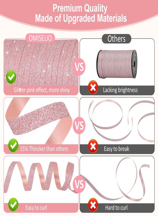 OMISELIO Pink Ribbon, 500 Yard Glitter Pink Curling Ribbon for Gift Wrapping, Balloons, Baby Showers, Birthdays 3/16 - Image 4