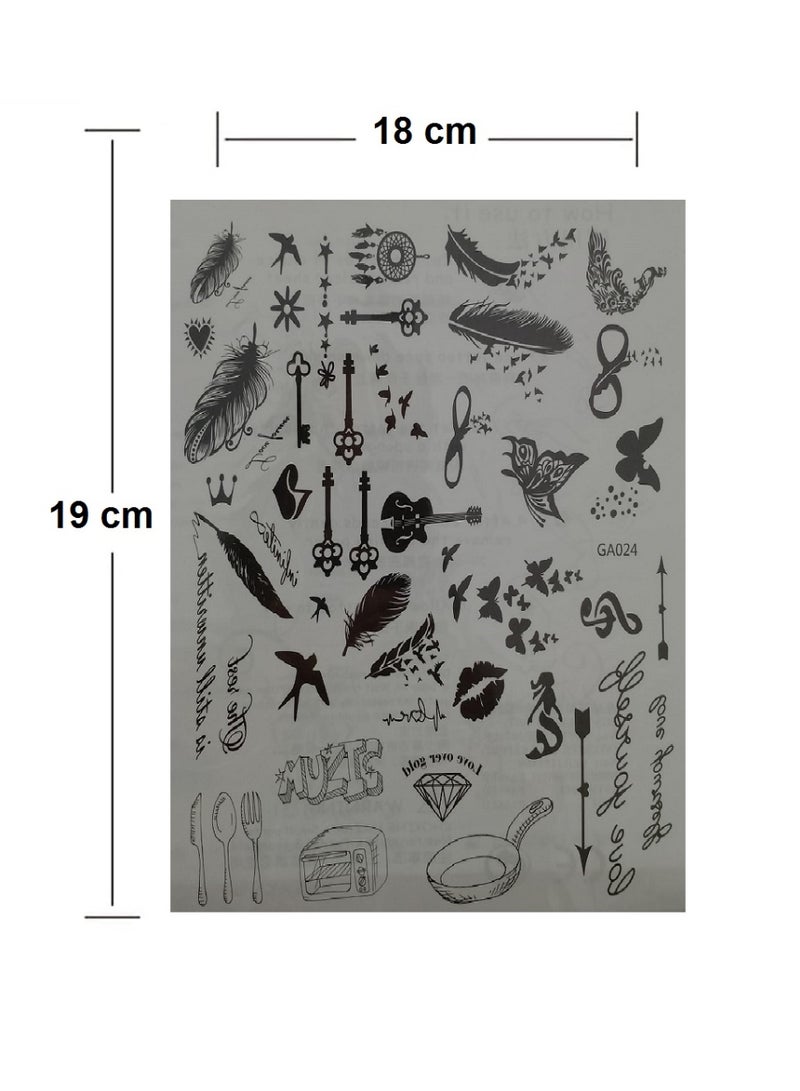 ورقة من ملصقات الوشم المؤقتة السوداء - Image 2