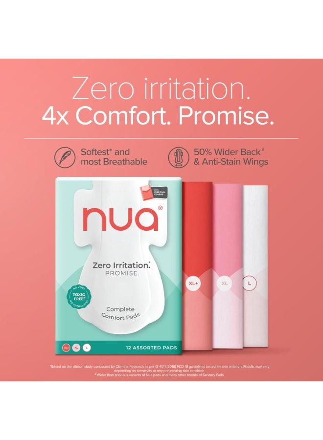 نوا مجموعة فوط صحية Nua Complete Comfort | ١٢ فوطة للاستخدام اليومي (مقاسات ٣XL+، ٥XL، ٤L) + ١٦ فوطة يومية مجانية | لا تسبب أي تهيج | راحة فائقة، رقيقة للغاية وجيدة التهوية | ١٠٠٪ | أغطية للتخلص من الفوط الصحية متضمنة | بطانات للإفرازات، والتبقيع، ودعم السدادات القطنية - Image 2