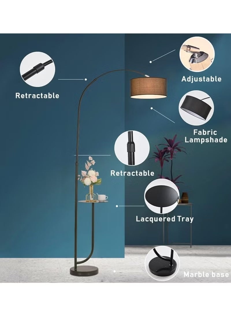 Sharpdo LED Floor Lamp with Shelf and Table,Curved & Height Adjustable Floor Lamp,Three Color Temperatures Dimmable Floor Lighting Living Room, Bedroom, Dining Room, Kitchen, Entryway Light (Black) - Image 5