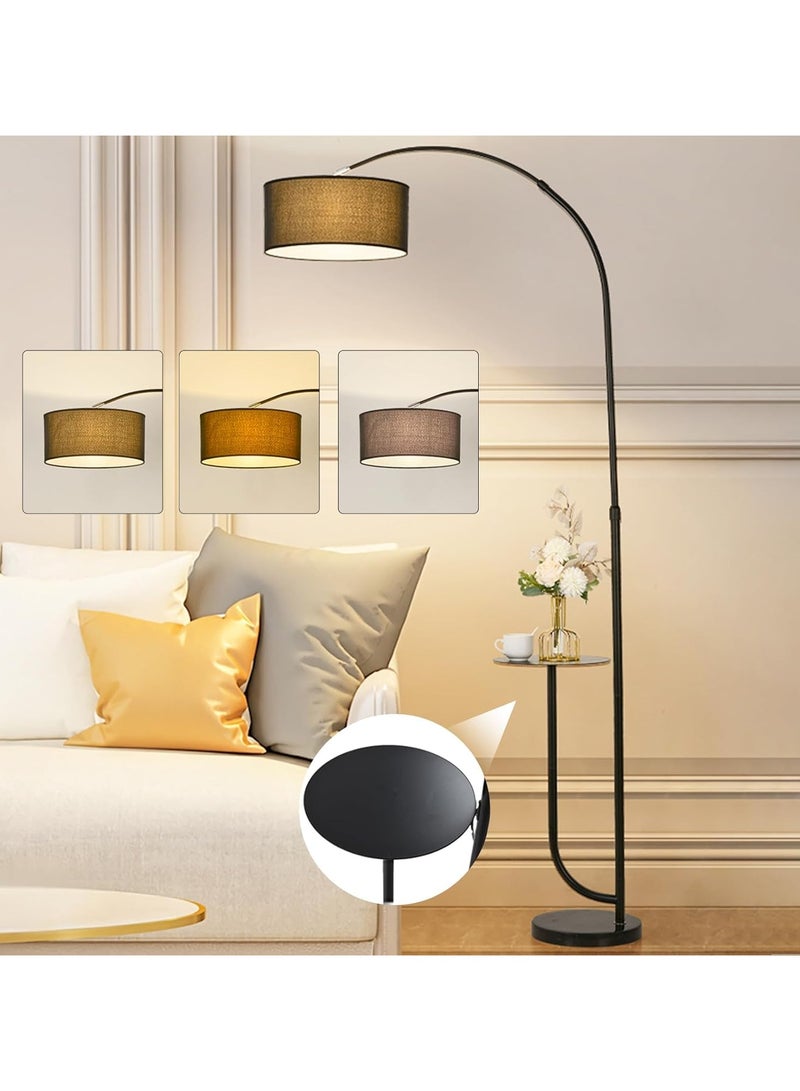 Sharpdo LED Floor Lamp with Shelf and Table,Curved & Height Adjustable Floor Lamp,Three Color Temperatures Dimmable Floor Lighting Living Room, Bedroom, Dining Room, Kitchen, Entryway Light (Black) - Image 1
