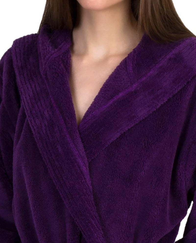 TowelSelections Womens Robe Soft Plush Bathrobe Fleece Hooded Spa Bath Robe for Women Small-Medium Purple - Image 3