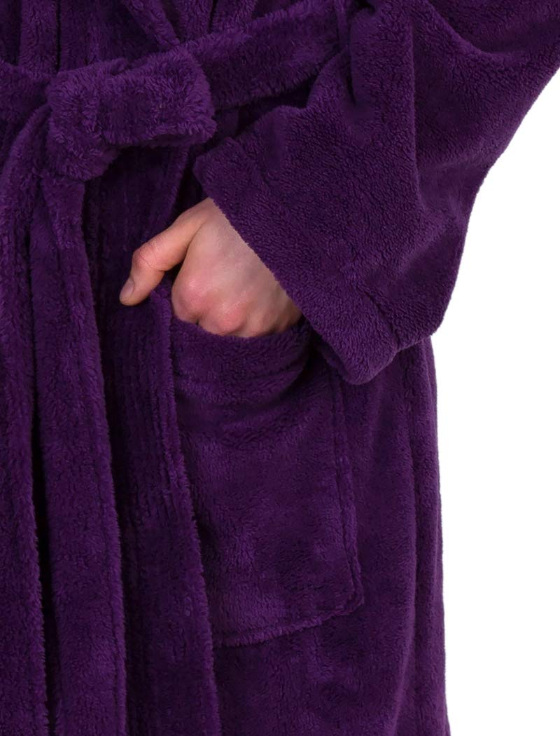 TowelSelections Womens Robe Soft Plush Bathrobe Fleece Hooded Spa Bath Robe for Women Small-Medium Purple - Image 4