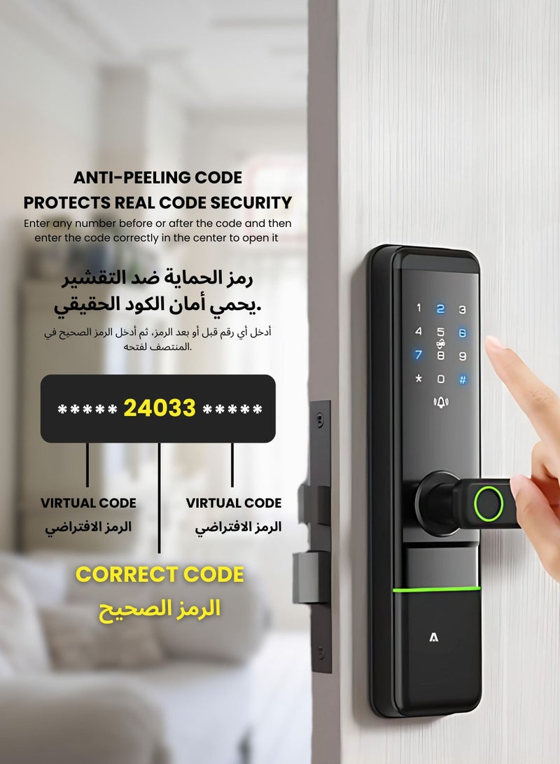 التاكس قفل باب ذكي Altix R5 مع تطبيق TTLock – دخول بدون مفتاح بخمس طرق (بصمة، رمز مرور، بطاقة RFID، مفتاح ميكانيكي)، تصميم أنيق وعصري للمنازل والمكاتب والشقق (أسود، إصدار جديد بتطبيق TTLock) - Image 4