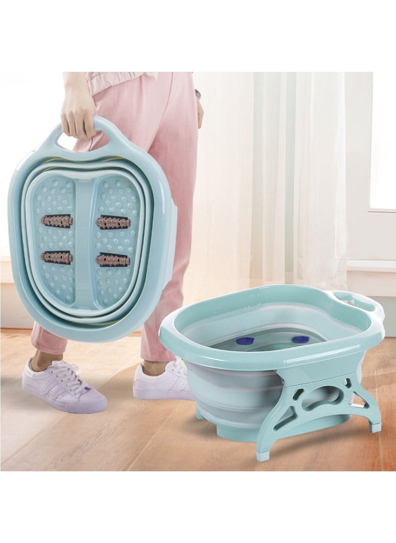 DubaiGallery - Portable Folding Travel Foldable Foot Spa Pedicure Buckets Hot Water Tub Massage Footbath plain foaming massage bucket Plastic foot bath basin large heightening footbath fording barrel Reduce Pressure - Image 1