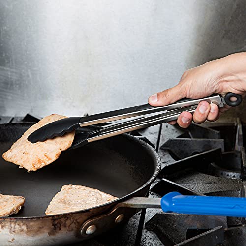 Femora Premium Virgin Silicone Food Tongs with Grip Handle (9 inches), Black, Set of 2 - Image 2