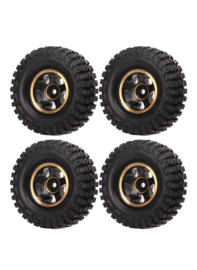 Thoraya 4Pcs 1.0in RC Wheel Tires Brass Adhesive Free Replacement RC Rubber Tyres for FMS FCX24 1/24 RC Car  - Image 1